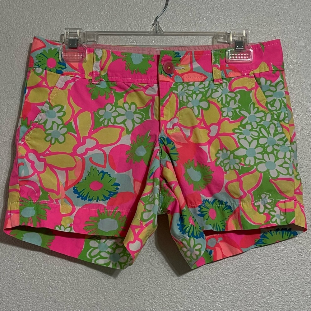 Lilly Pulitzer Callahan Short Floral Tidal Wave Pans Garden Pink Green Size 2
